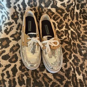 Sperry gold Sequin Boat Shoes